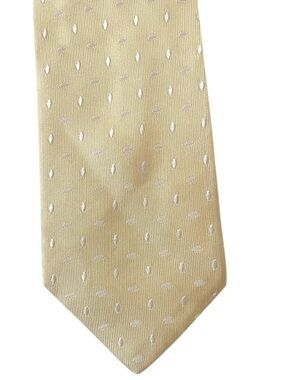 BANANA REPUBLIC Silk Tie Butter Yellow Geometric Mens embroidered made in Italy